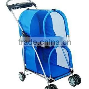 Blue Double Deck Pet Stroller thumbnail-2