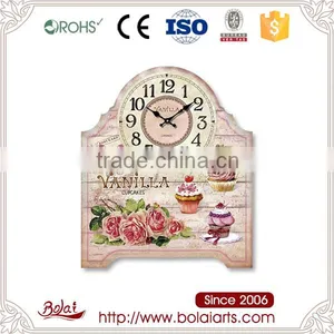 New Arrival Vanilla Cupcake and Pink Flower Mdf Cheap Clock in Low Price thumbnail-1