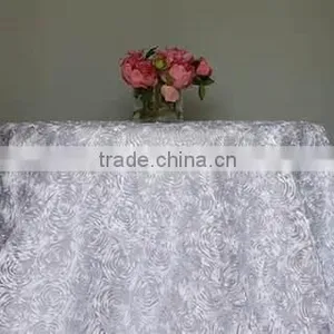 Superb Hot-sell Unique Round Satin Rosette Fabric Table Cloth for Wedding thumbnail-3