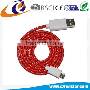 Colorful 1m 1.5m 2m 3m USB 2.0 Nylon Braided Micro USB Cable For Samsung Android Mobile Phone thumbnail-2