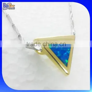Custom 14K Gold Plated 925 Sterling Silver Opal Inlay Triangle Pendant/Triangle Shaped Charm Pendant Wholesale thumbnail-2
