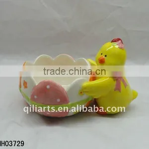 Easter Chicken With Ceramic Egg Shape Bowls thumbnail-1