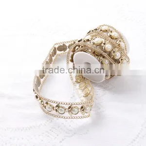 New Arrival Hotfix Chain Rhinestone And Pearl Mesh For Wedding Dress thumbnail-1