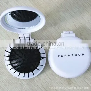 Colorful Round Foldable Hair Brush With Mirror thumbnail-1