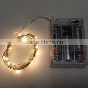 Micro LED 30 Warm White Lights Battery Operated Silver String Wire thumbnail-1