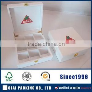 New Design White Lacquer Finish Wooden Tea Box With Cells thumbnail-1