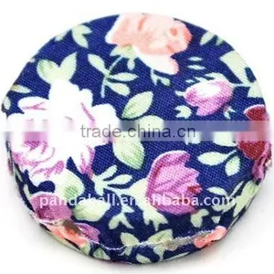 Woven Cloth Woven Beads, Acrylic With Cloth, Blue, Flat Round, 33x11mm, Hole: 3mm.(WOVE-R002-16) thumbnail-1