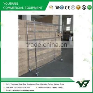 2015 Hot Sell NSF 150KGS 72x18 Inch 6 Layer Chrome Hospital Heavy Duty Wire Racks and Shelf With Wheels (YB-WS025) thumbnail-1