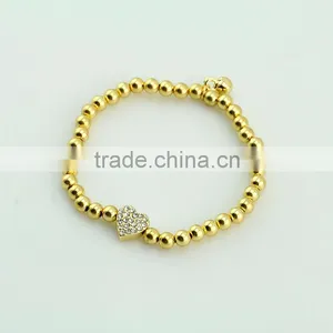 Gold Plated Charm Bracelet Fashion Women Crystal Heart Charm Bracelet thumbnail-3