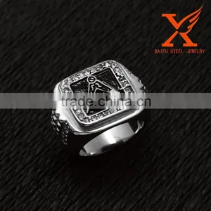 In Stock Stainless Steel Men Designer Finger Rings Boys Rings Fashion Large Metal Rings Masonic Rings thumbnail-1