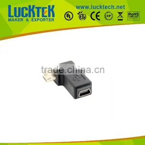 Left Angled Micro USB Male to Mini USB Female ADAPTER CONVERTER,BLACK COLOR thumbnail-1
