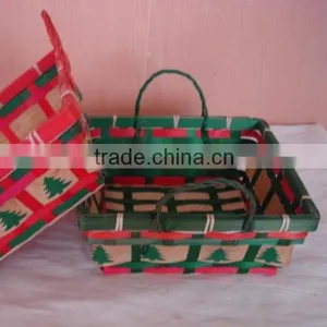 Festival Decoration Bamboo Christmas Basket With Handles thumbnail-1