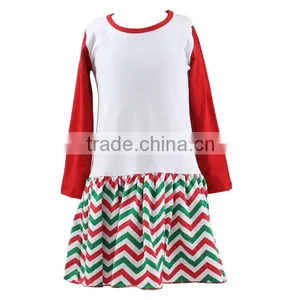 2016 Kaiyo Children Frocks Designs Children Christmas Dress Chevron Long Sleeve Dress New Model Girl Dress thumbnail-1