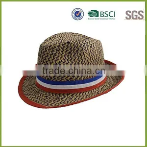 Wholesale High Quality France Flag Paper Straw Hat thumbnail-1