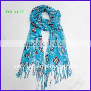 Fashion Butterfly Printed Viscose Scarf (FCH-11298) thumbnail-1