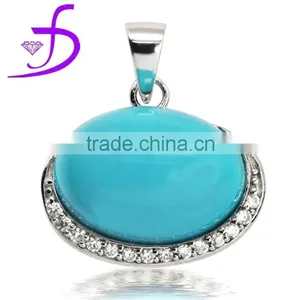 Wholesale 925 Silver Jewelry Jewelry Natural Stone Big Turquoise Pendant Design thumbnail-1
