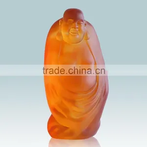 WF013 Handcraft Crystal Glass Laughing Buddha Statue thumbnail-1