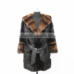 2016 New Factory Grey Natural Long Mink Fur Coat for Fashion Women thumbnail-3