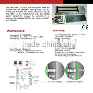 500kg(1200Lbs) Holding Force em Lock,sliding Frameless Glass Door Magnetic Lock thumbnail-4