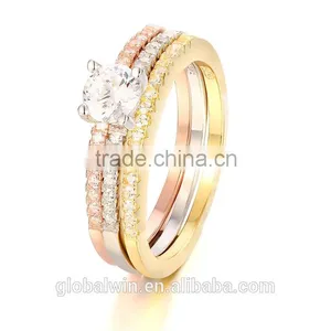 FR029B Fashion Latest Diamond 14k Gold Finger Weding Ring Jewelry For Women thumbnail-1