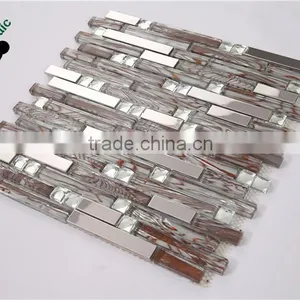 SMJ02 Hot Sale Mosaic Stainless Steel Frame Mosaic Mix Red Crystal Glass Mosaic thumbnail-4