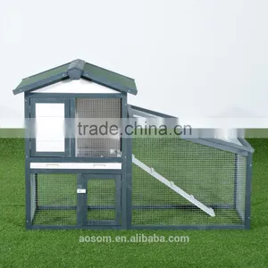 Pawhut 2-Tier Wooden Rabbit Hutch Pet House W / Run thumbnail-1