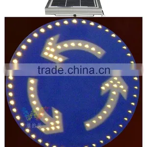 Aluminum Solar Powered Informative Warning Roundabout Flashing Led Traffic Sign thumbnail-2