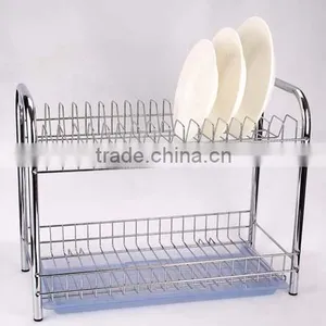 Chrome Plated Kitchen Dish Rack With Plastic Tray thumbnail-1