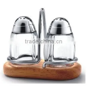 Luxe Acryl Condiment Salt and Pepper Shaker Set With Shelf thumbnail-1