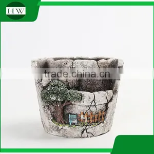 Large Wholesale Cheap Round Cup Shape Cement Garden Flower Pot thumbnail-5