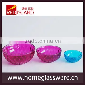Colored Spray Glass Salad Bowl/fruit Glass Bowl Diamond Bowl thumbnail-1