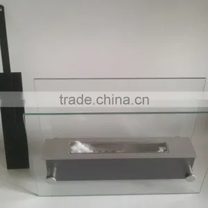 Stainless Steel Bio Ethanol Fireplace With Clear Crushed Glass thumbnail-2