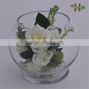 Handmade Thick Pedestal Fish Bowl Round Glass Decrative Bowls thumbnail-1
