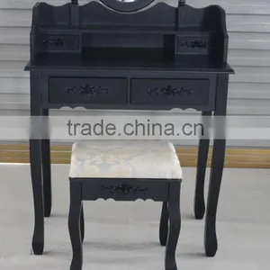 Black Wooden Dressing Table With Mirror thumbnail-3