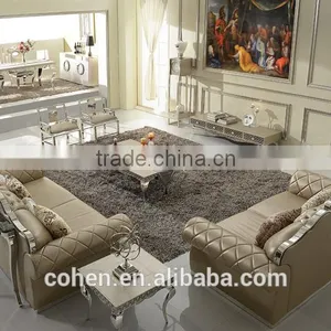 Luxury Leather Sofa Stainless Steel Italian Genuine Leather Sofa SF017 thumbnail-3