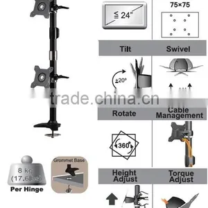 MONITOR MOUNT BY Aluminum Double LCD DESK Monitor Arm Grommet Mount thumbnail-1