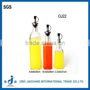 Unique Clear Square Glass Liquid Bottle Glassware With Stainless Steel Lid thumbnail-1