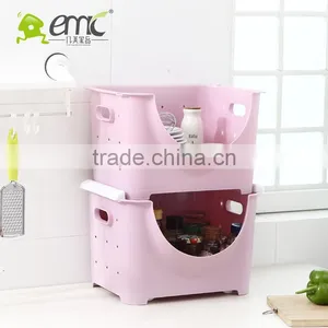 Stacking Baskets, Plastic Stacking Baskets, Plastic Handle Stacking Baskets thumbnail-4