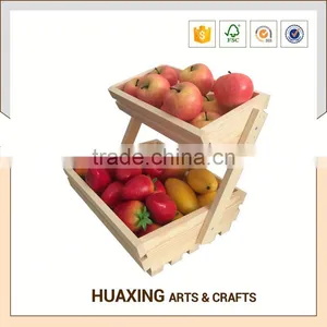 Modern Style Wood Slice Wooden Fruit Basket thumbnail-3