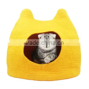 Cats House Handmade Cat Bed Natural Wool Felt Comfy Cave for All Cats and Small Dogs Machine Washable thumbnail-1