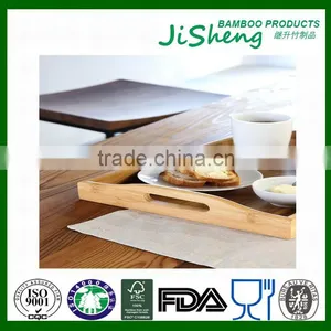 Rectangular Eco-friendly Bamboo Food Serving Tray With Handles: Serve Food, Coffee, Tea or Use as Party Platter thumbnail-5