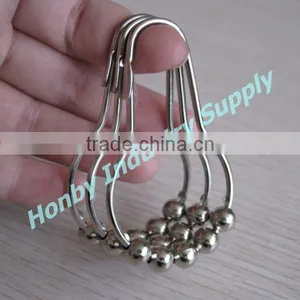 Nickel Steel Pear Shaped Ball Roller Shower Curtain Rings thumbnail-1