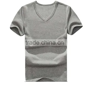 Fshion V Collar Short Sleeve Cotton Custom Print t Shirt thumbnail-2
