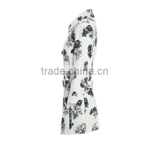 2015 New Style Fashion Flora Printed Stand Collar Long Sleeve Formal Mature Ladies Office Wear Dresses Dress thumbnail-3