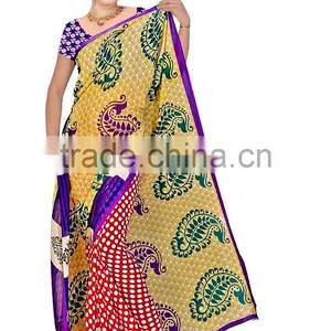 Flower Printed Designer Saree Full Border Design Print thumbnail-1
