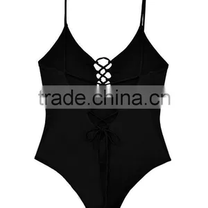 Ladies Fashion Black One-piece Swimwear thumbnail-4