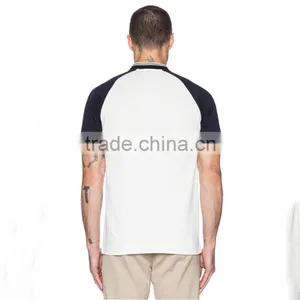 White and Black Blank Polo Shirts no Collar Raglan Sleeve Polo Shirt thumbnail-3