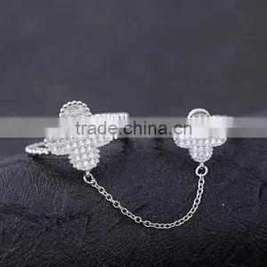 Yiwu Factory Direct Cheap Wholesale Top Quality Romantic S925 Double Chained Rings for Women thumbnail-5