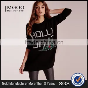 Custom Made Women Cashmere Jumper With Round Neck Longline Oversized Long Sleeve Pullover Sweater For Ladies thumbnail-1