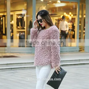 2015 Plus Size Faux Fur Coat Women Fashion Slim Fur Leather Grass Long-Sleeved Sheep Wool Coat Female Casual Out Wear thumbnail-5